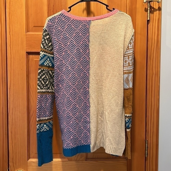 Sundance Fields of Fair Patchwork Multicolored Sweater Alpaca Wool Size Medium - Picture 4 of 6